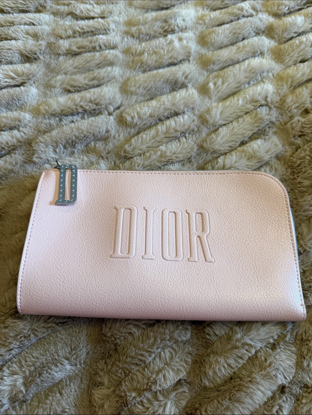 Dior Pale Pink Embossed Zip Pouch